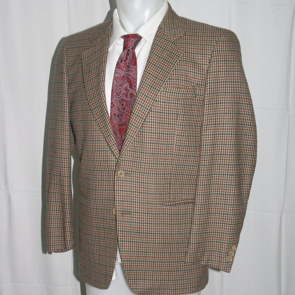Protagonist Brown Houndstooth Cashmere Blend Two Button Sport Coat 38R - Picture 5 of 11